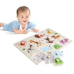 Детские, для малышей животного деревянный привлекательные раннего обучения ручной головоломки пластина toys-p101