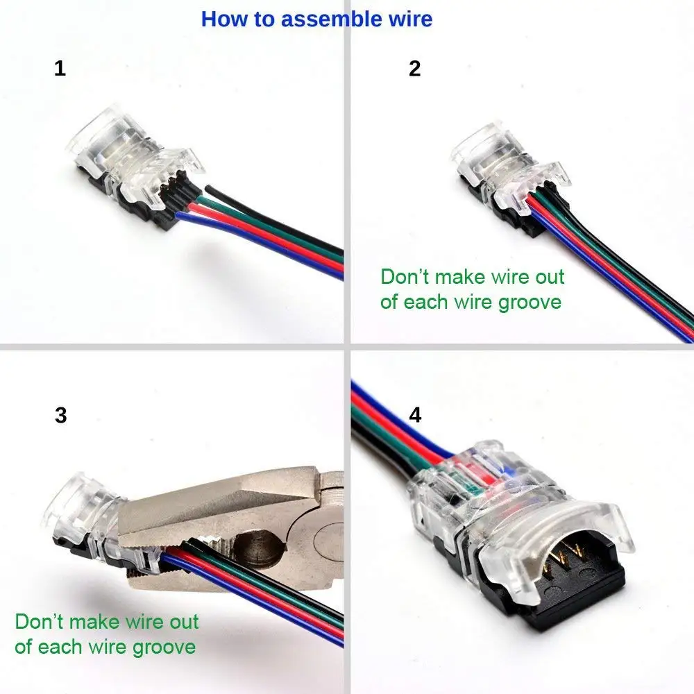 10 шт. 4 Pin светодиодный разъем для 10 мм 5050 5630 RGB Водонепроницаемый светодиодный лента светильник тест-полоски для проводное соединение проводов