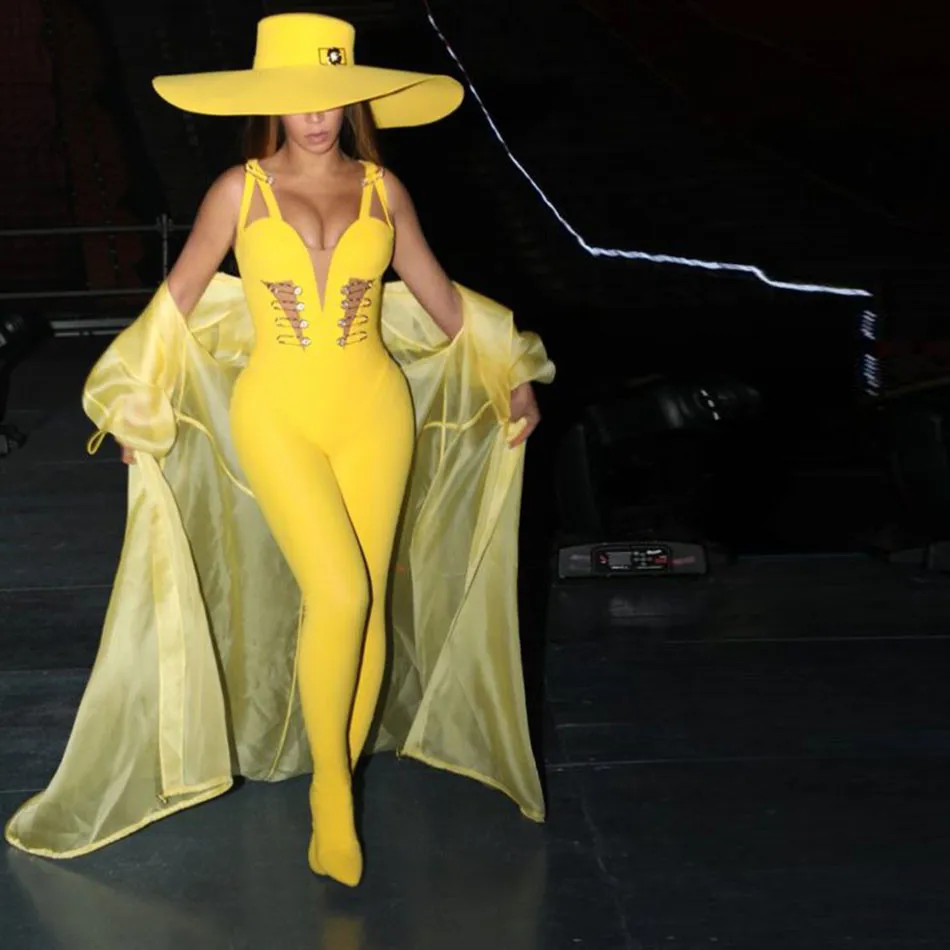 

2019 Women Bodysuit Bodycon Bandage Sleeveless Women Jumpsuits Spaghetti Strap V-Neck Sexy NightClub Romper Pants