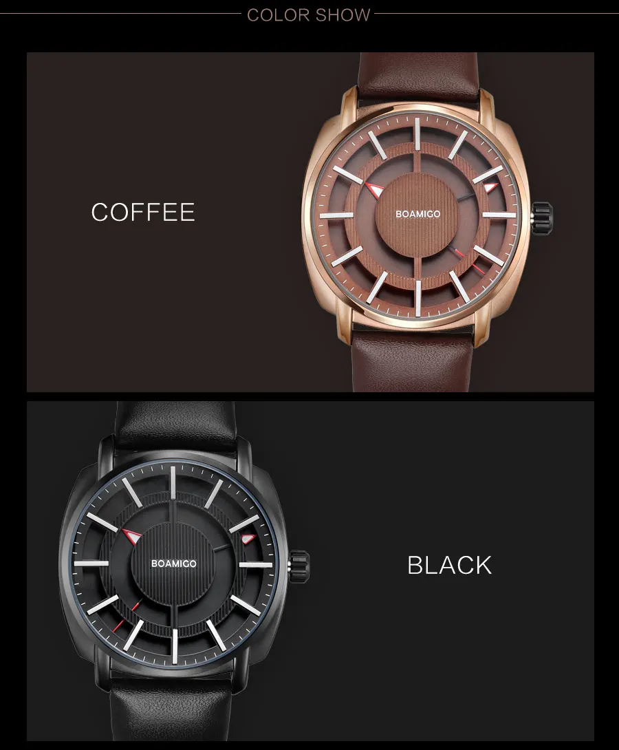 BOAMIGO 2018 New Mens Watches Fashion Casual Business Watch Quartz Waterproof Man's Wristwatch Durable Leather Relogio Masculino (16)