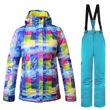 Горячий бренд лыжный костюм для женщин ветрозащитный водонепроницаемый теплые зимние куртки+ Термические велосипедные штаны Зимняя куртка лыжный Сноубординг одежда