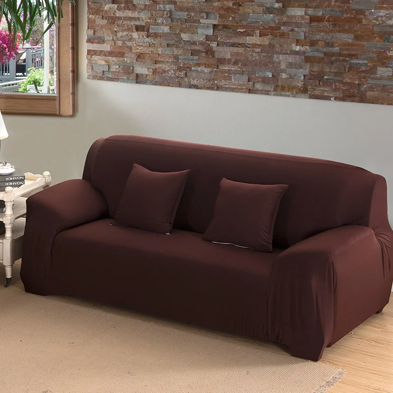 Твердые Цвет универсальный чехол для дивана для Гостиная мягкие стрейч все включено мебель Protetor диван Чехол 1/2/3/4-seater - Цвет: coffee