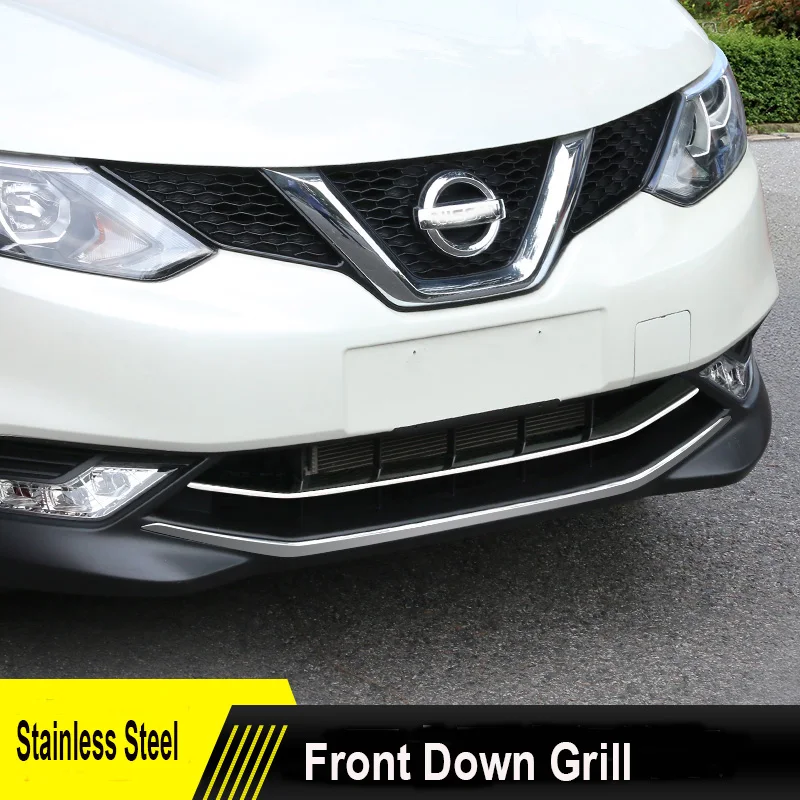 

ACCESSORIES FIT FOR 2014 2015 2016 NISSAN QASHQAI CHROME FRONT LOWER MESH GRILL GRILLE COVER TRIM GUARD MOLDING