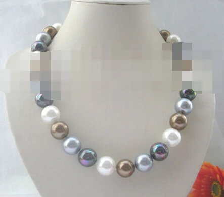 

FREE SHIPPING>>>@@ > 3108 multicolor perfect round south sea shell pearl necklace