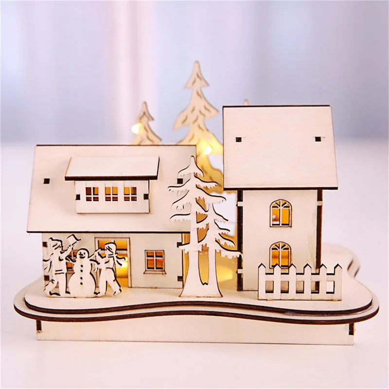 Hoomall деревянный светодиодный светильник, светящийся деревянный дом, Настольная Рождественская елка, Звездные украшения, рождественские украшения для дома, Navidad
