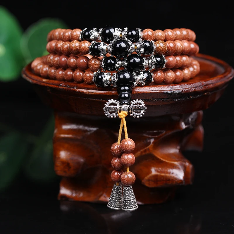 

Natural 6mm 108pcs Aventurine Beaded Bracelet Prayer Beads Muti-Layer Rosary Mala Bracelet for Mediatation