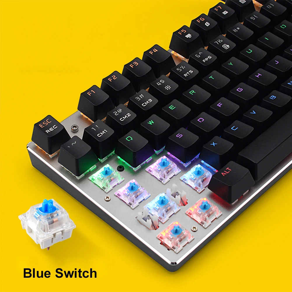 Механическая игровая клавиатура 104 клавиша RGB светодиодный клавиатура с подсветкой компьютерная ПК игровая клавиатура синий/черный/красный переключатели