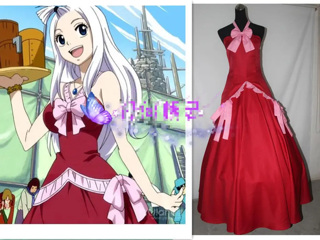 

Anime Fairy Tail Mirajane Strauss Cosplay Costume Dress+bowknot For Women Party Dress