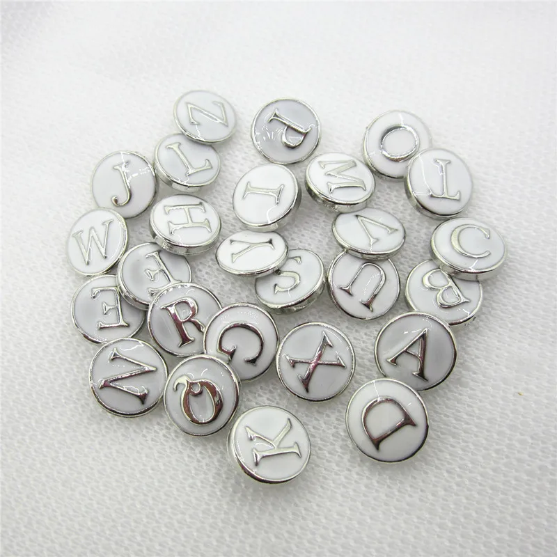

26pcs/lot White A-Z Alphabet Snaps Button 12mm Interchangeable Snap Button Jewelry DIY Bracelets&Bangles Ginger charms