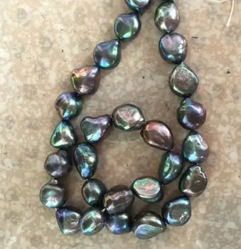 

huge 12-13mm tahitian black green blue pearl necklace 18inch