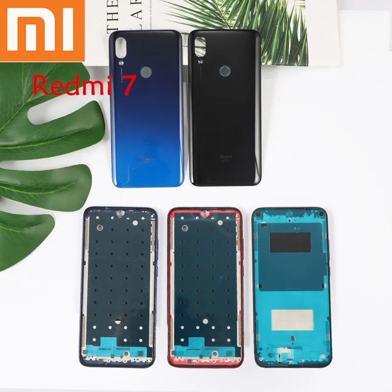

Official Original Cover For Xiaomi Redmi 7 6.26'' Front Metal Frame Housing + PC Battery Cover Back Housing Door Replacement