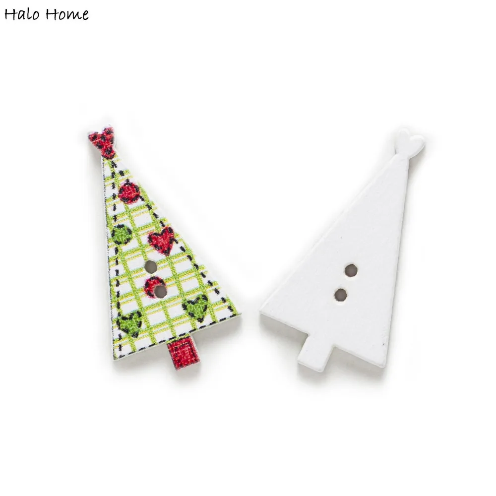 30 шт. Рождественская елка для шитья деревянные пуговицы Скрапбукинг дома подарок