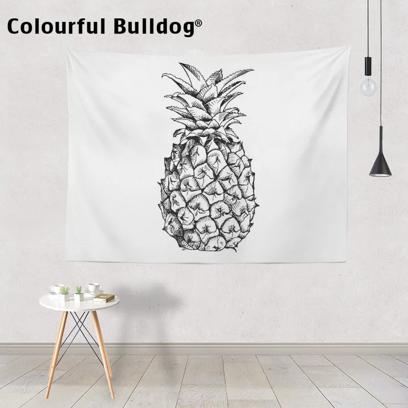 

Yellow Pineapple Tapestry Colorful Tropical Wall Hanging Blankets Red Ribbon Wear Headset Yoga Mats Beach Towels Office Decorate