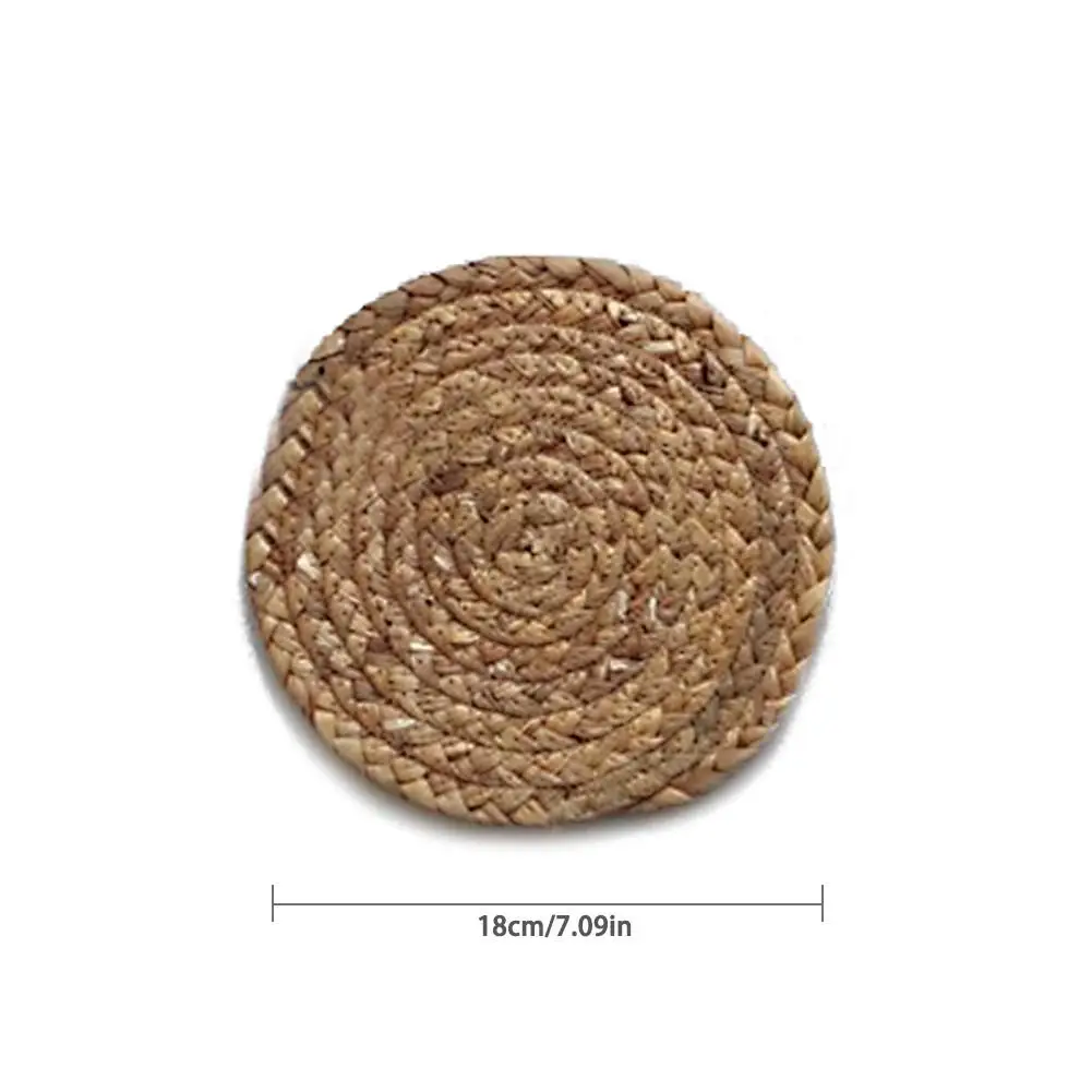 Kitchen Table Mat Round Placemat Drink Coasters Natural Straw Placemats Cup Coaster Kitchen Accessories Decoration Home