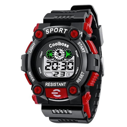Роскошные Брендовые мужские спортивные часы цифровые светодиодные милитари часы мужские модные повседневные электронные наручные часы горячие часы - Цвет: Красный