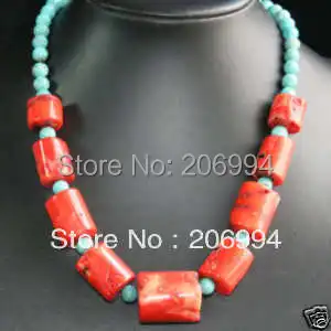

factory price new arrive Green stone Red Coral Beads Necklace 18" fashion jewelry free shipping
