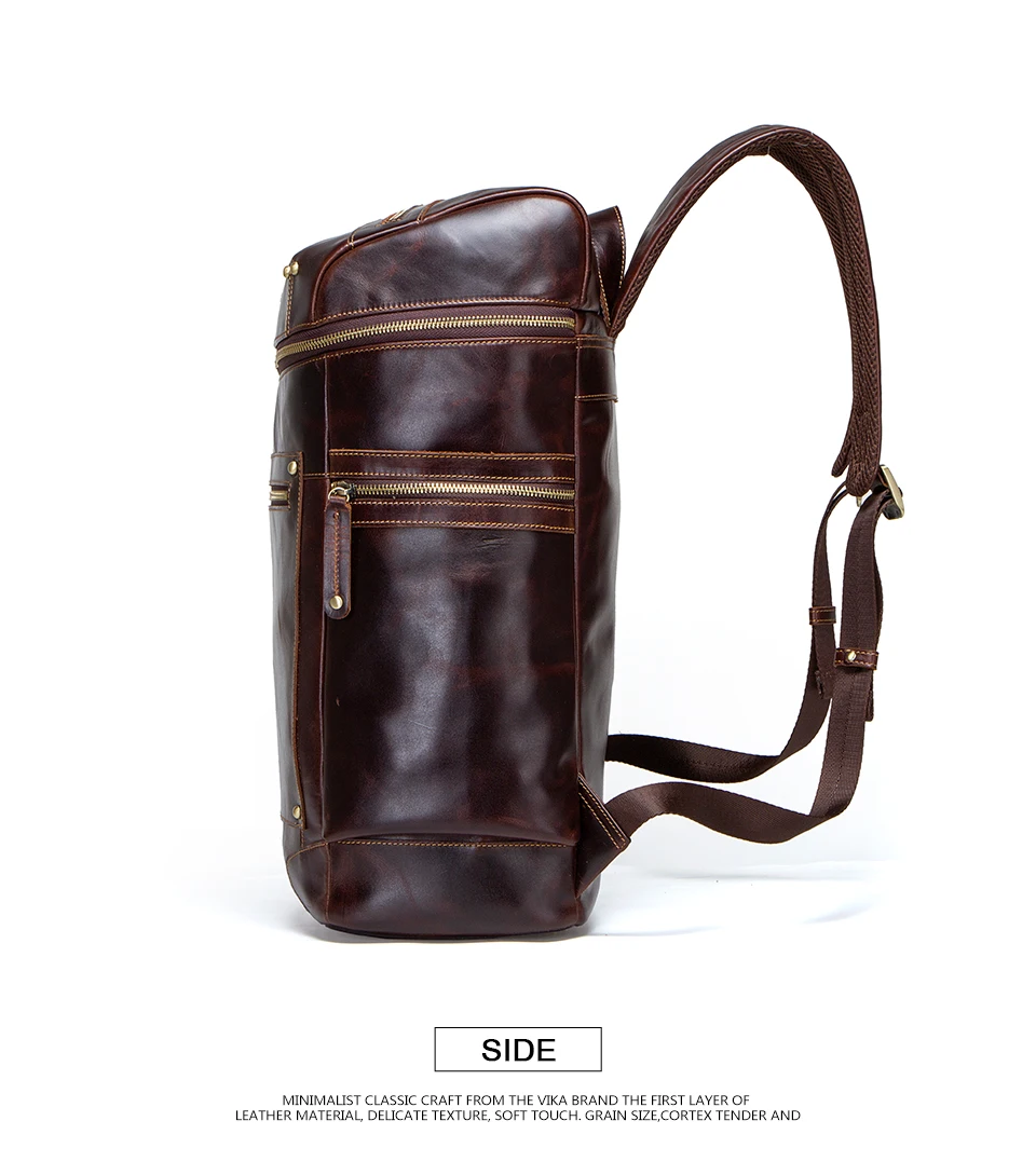 CONTACT'S Мужской вместительный водонепроницаемый рюкзак из натуральной кожи может использоваться как сумка для ноутбука и как сумка для путешествий