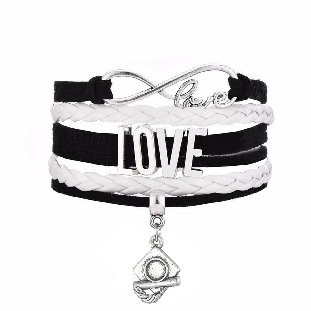 Buy Skyrim Graduation Cap Charm With LOVE Connect Multi layer Braided Bracelets