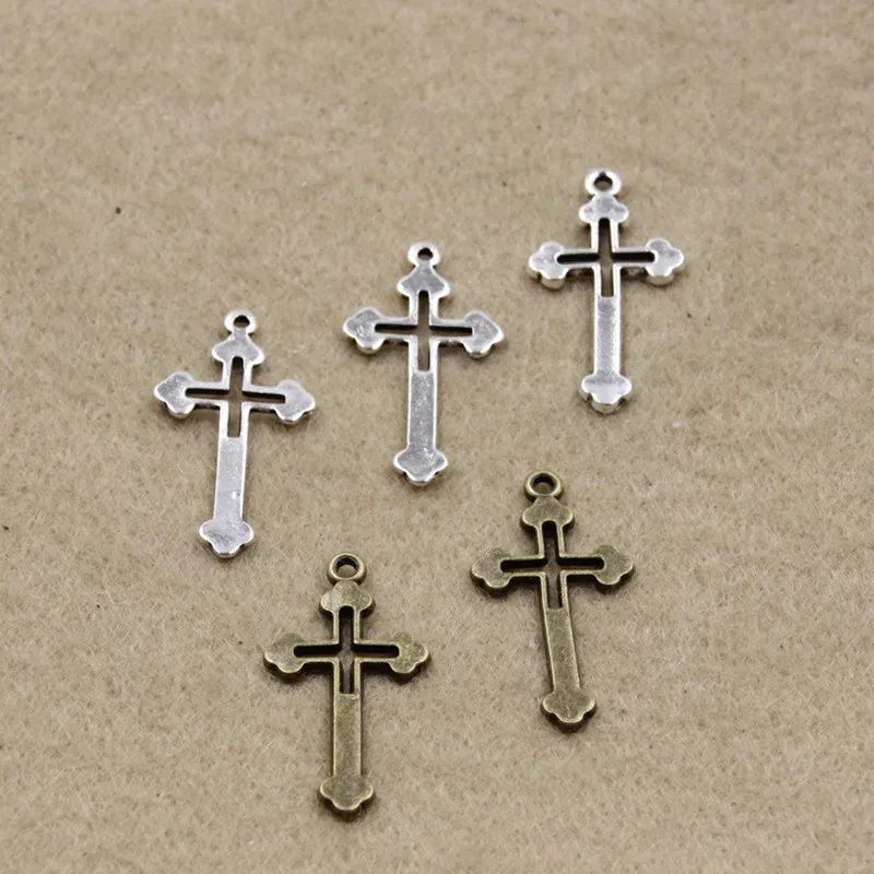 29*15mm Fashion Plated Antique Silver Romantic Hollow Cross Charms Pendants For Necklace DIY Jewelry making M5175-76 | Украшения и