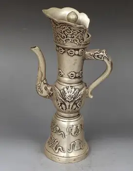 

Cupronickel Tibetan silver plated copper teapot Archaize handicrafts antiques