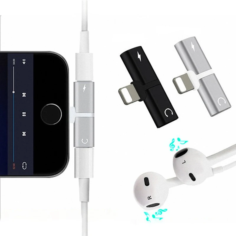 Koop Audio Adapter Voor iPhone 7 8 Plus X Opladen Audio 2 in 1 Lader Kabel Adapter Voor Bliksem Jack om Oortelefoon Kabel Accessoires