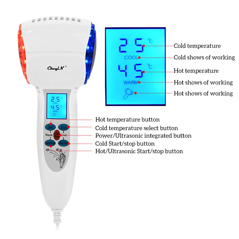 Массажер для красоты лица, подъемное устройство, горячий холодный молоток, Криотерапия, Голубой Фотон, лечение акне, уход за кожей, омоложение, машина для лица