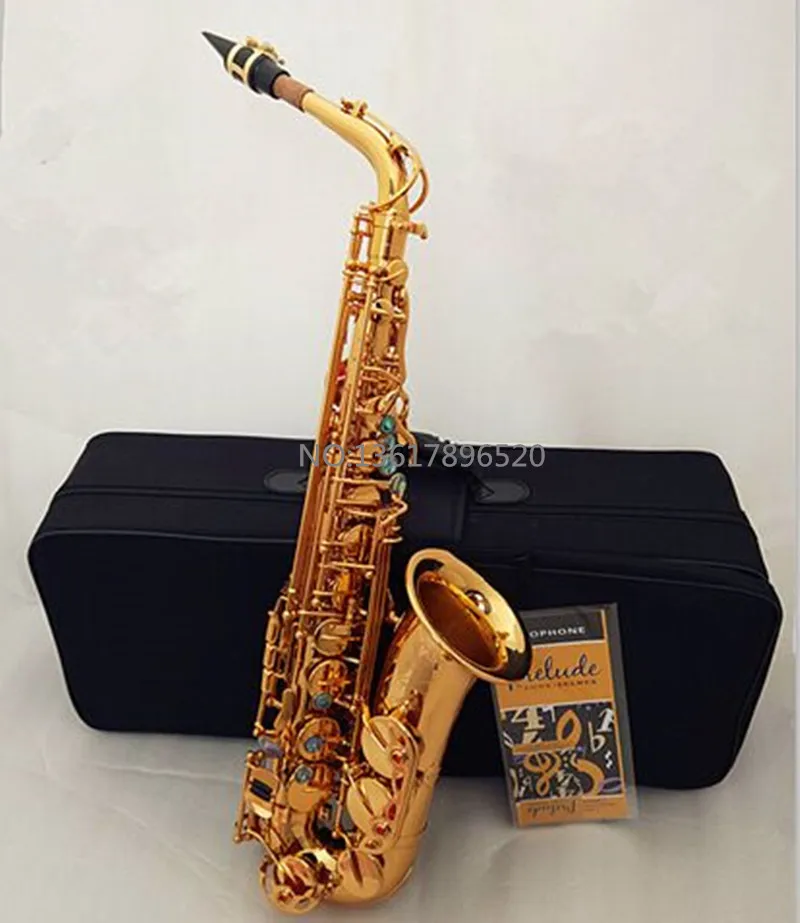 

High-quality custom Alto Saxophone Brand Professional Electrophoresis Gold Saxe Musical Instrument super action II Sax Free
