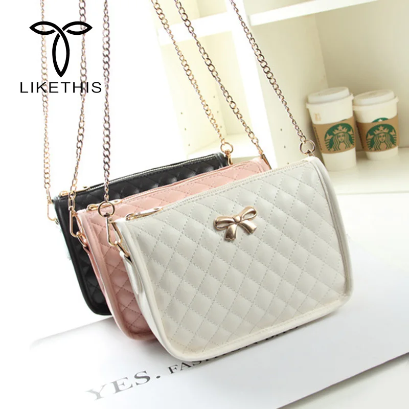 

Fashion Mini Women Messenger Girl Bags Chain Shoulder Bag female Bow Lingge chain shoulder diagonal small bag Messenger LT02