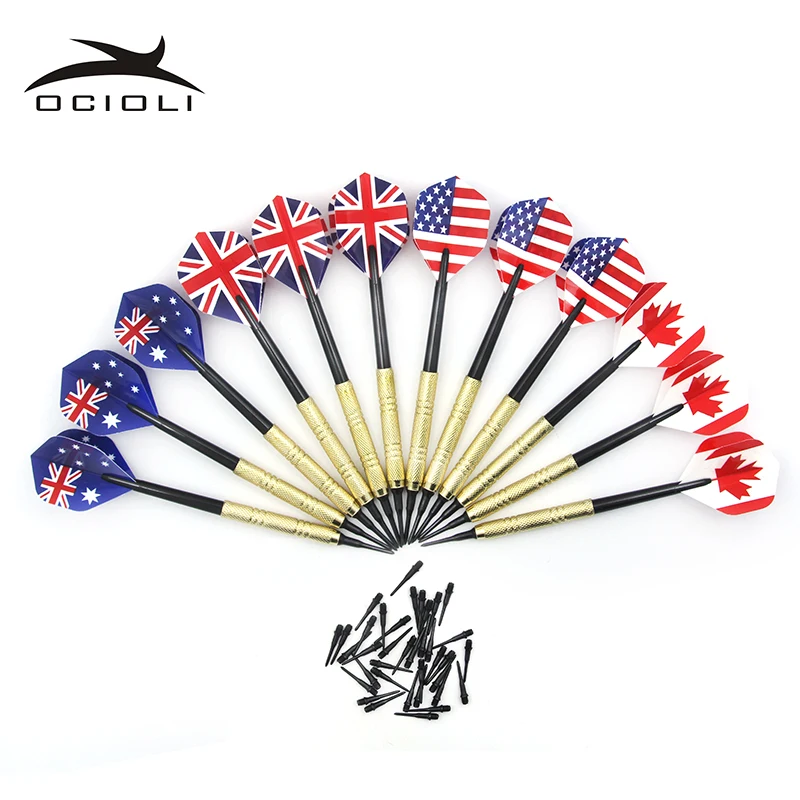 

12Pcs Soft Tip Darts with 36 Additional Tips Four Types Flights Fixed Plastic Needle Points for Electronic Darts Entertainment