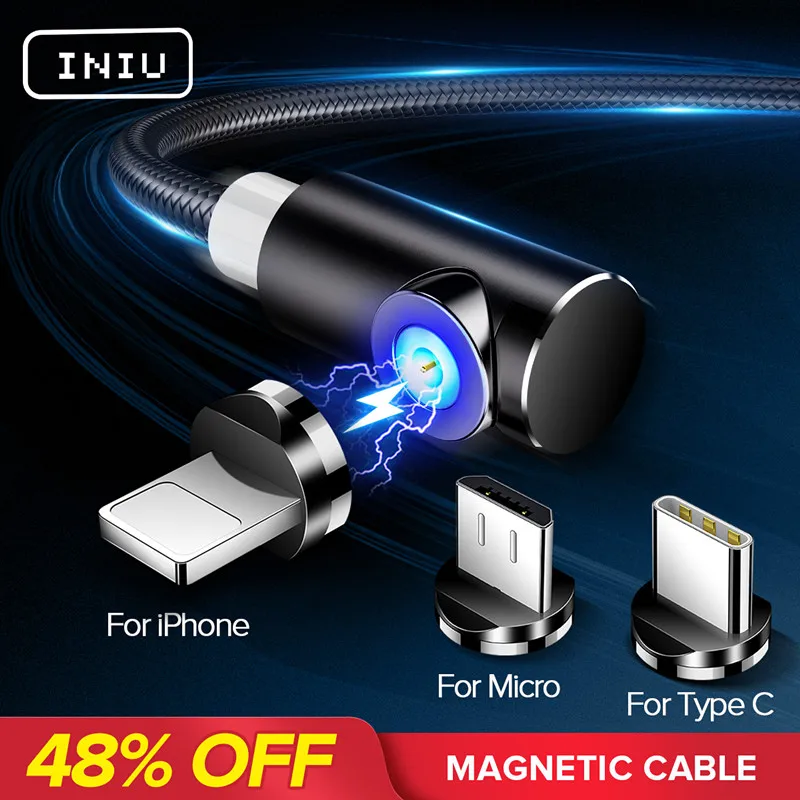 INIU 2 м Быстрый Магнитный кабель Micro usb type C зарядное устройство для iPhone XS X XR 8 7 samsung S8 магнит Android телефонный кабель Шнур