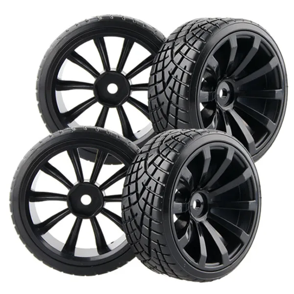 6mm Offset RC 110 On Road Car Drift Hard Plastic Tires Tyres & 12mm Wheel Rim 601 6013 Fit HSP