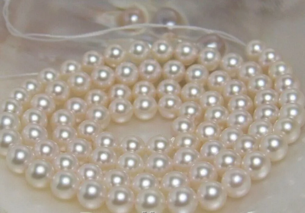 

HOT## Wholesale >>>> 10-11mm natural Australian south sea white pearl necklace 17inch