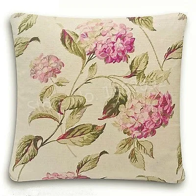 Pink Edging Decorative Handmade Cushion 17 by 12  Hidden Zip Fastening on Back Laura Ashley Duck Egg and Pink Floral Cushion