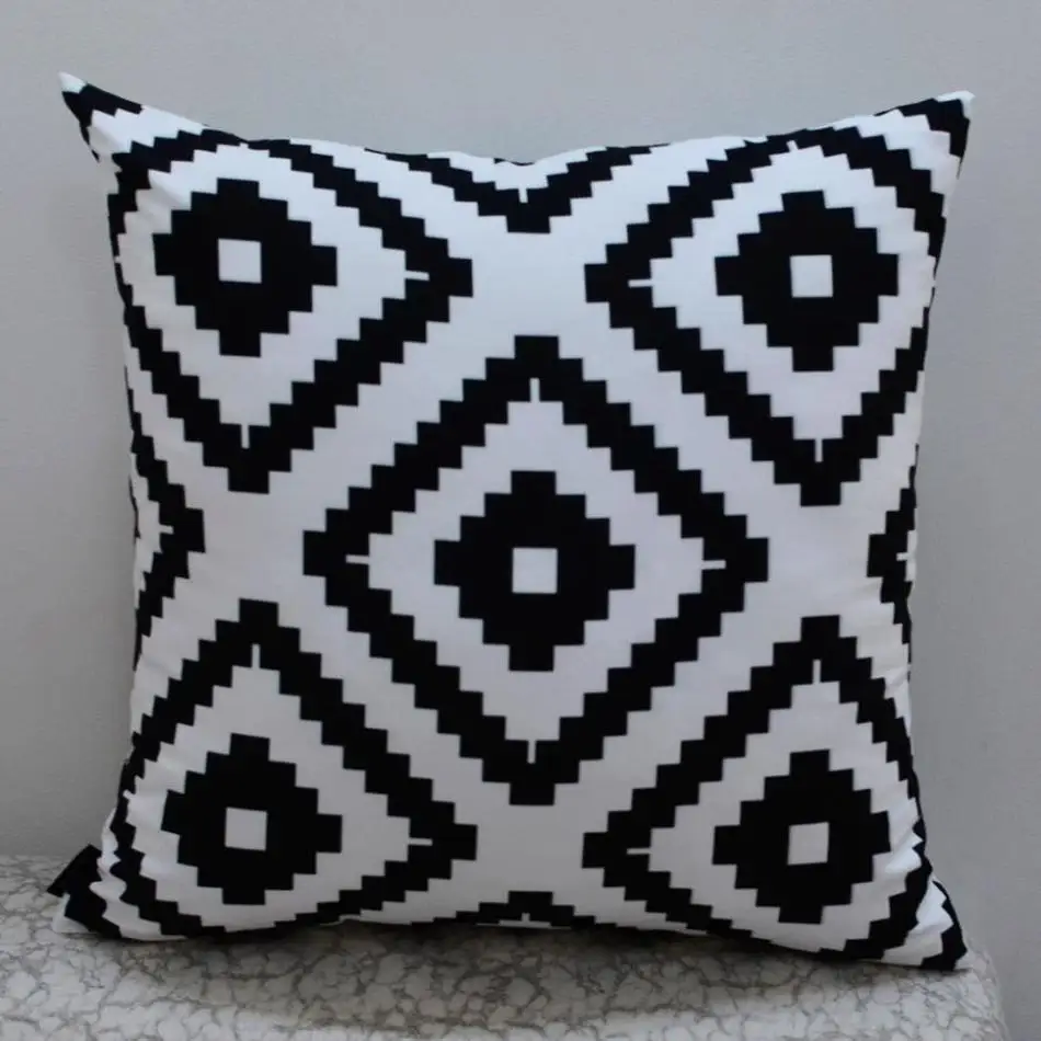 18*18 " Modern Black White Abstract Geometric Printed Throw Pillow Case for Bedding | Дом и сад