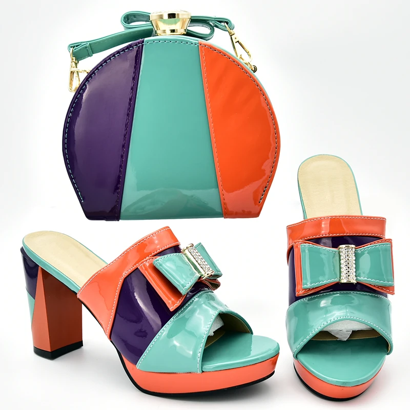 Женские модельные туфли новейшего дизайна женские туфли-лодочки на каблуке с открытым носком нигерийский женский свадебный комплект из обуви и сумки украшенные аппликацией