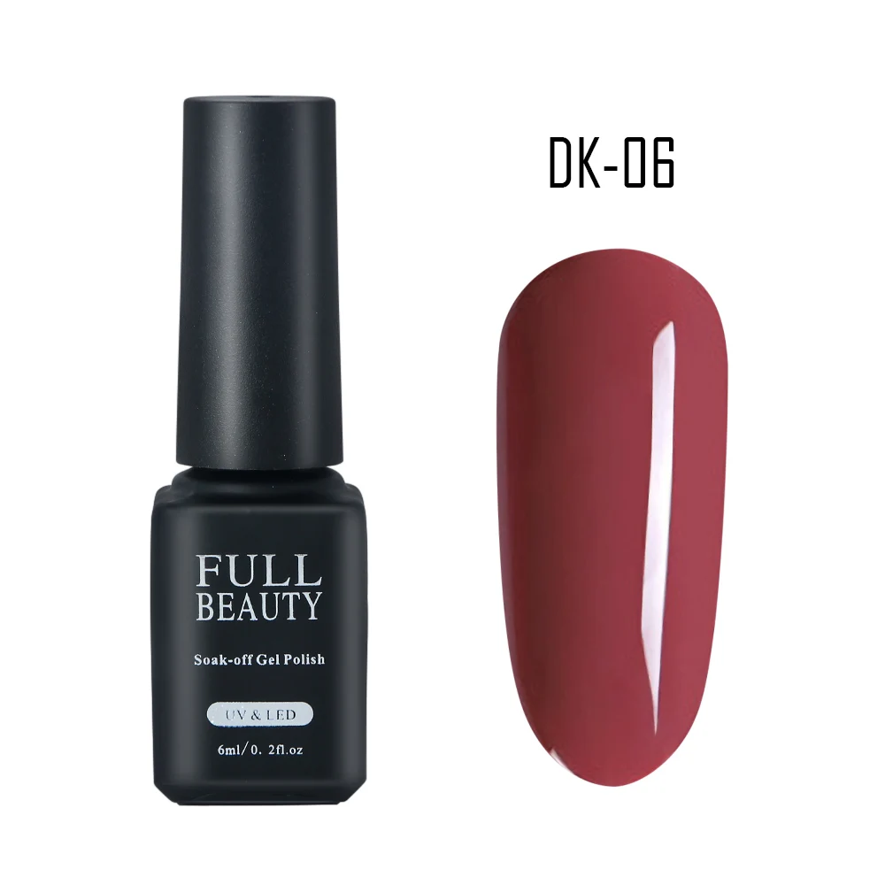 Gel Varnish 6ML UV Gel Nail Polish Soak off Red Black Colorful Primer Lacquer Manicure Base Top Coat Semi Permanent SA981 - Color: DK-06