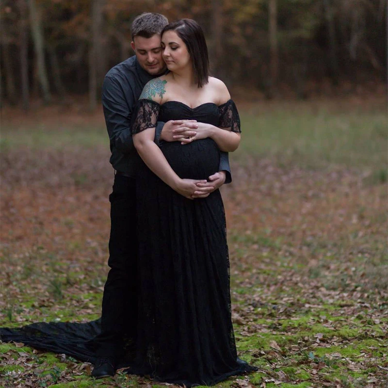 Maternity Photography Props Pregnancy Dress Photography Maternity Dresses for Photo Shoot Pregnant Dress Lace Maxi Gown S - XL