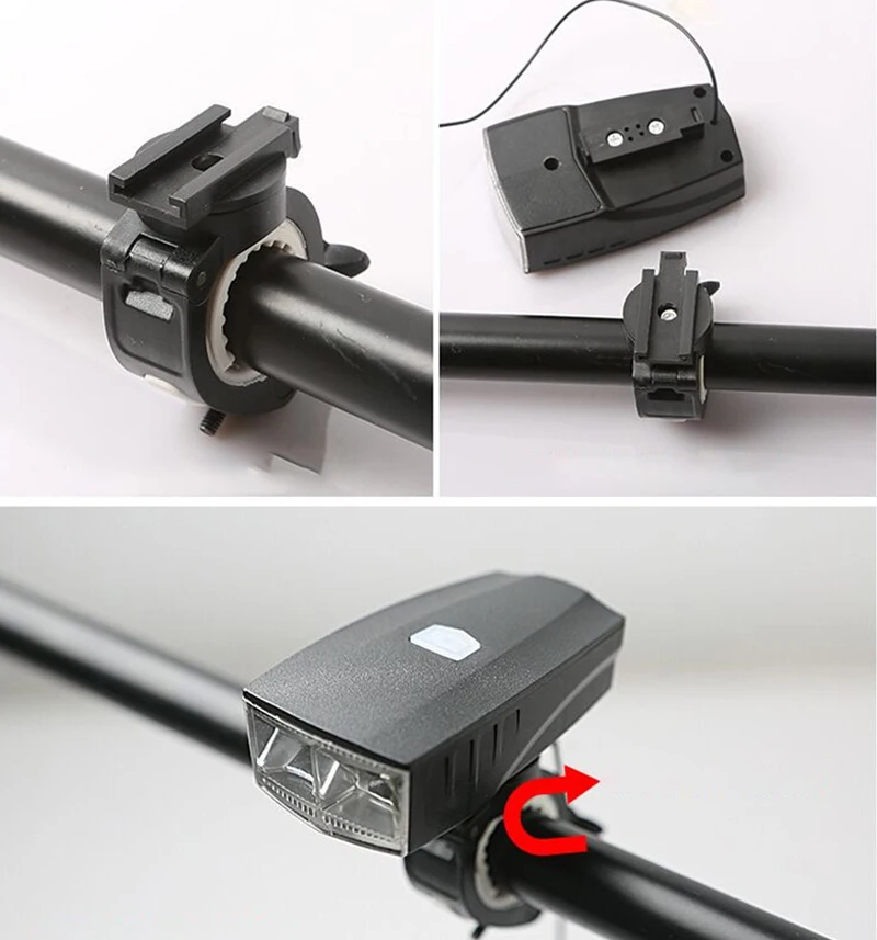 Clearance USB Rechargeable Waterproof Bicycle Light with Adjustable High Bean & Low beam Light Cycling Horn Light 120db 14