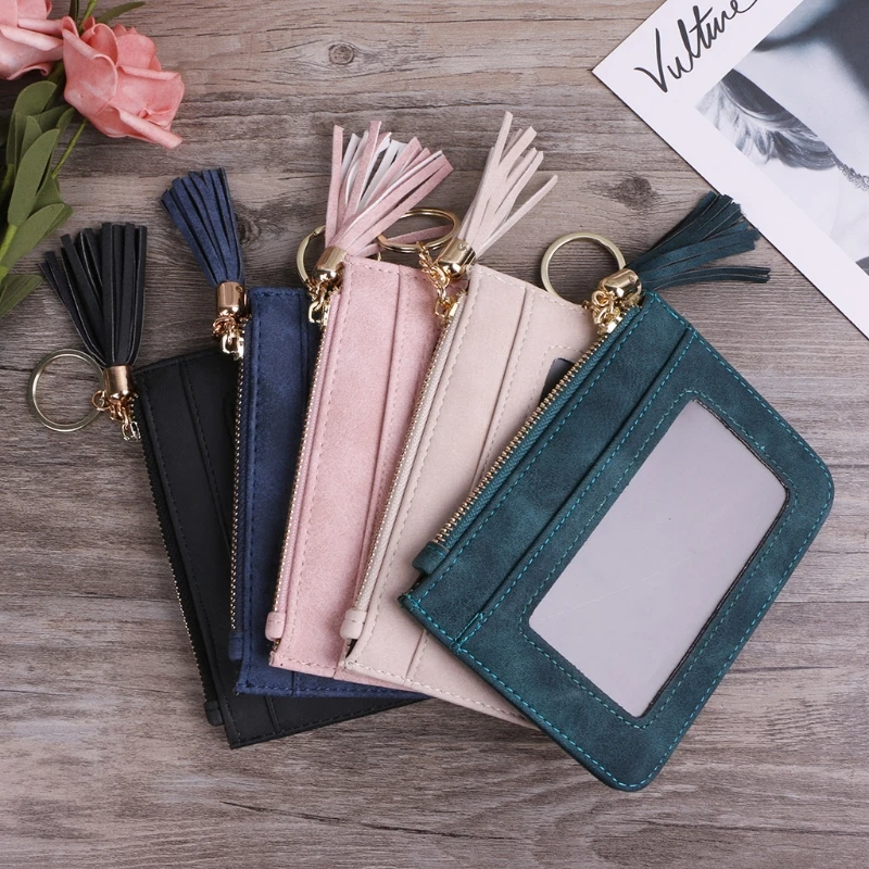 

Faux Leather Mini Tassel Pendant Women Lady Card Holder Coin Purse Wallet Case