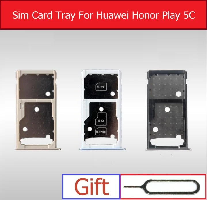 

Genuine Micro SD & SIM Card Tray For Huawei Honor Play 5C NEM-TL00H UL10 L22 L23 L51 Sim & Memory Card Slot Holder Replacement