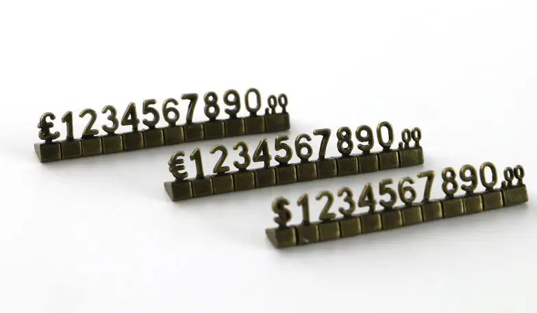 

Luxury Metal Price Cubes Jewelry Combined Pricing Tags Euro Pound Numeral Blocks Digit Watch Jewellery Counter Display Signs