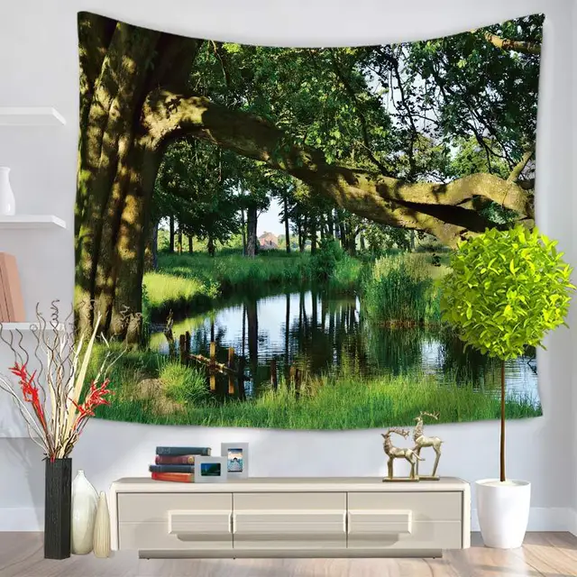 Rubihome Hanging Wall Tapestry Design Green Forest Home Decor Rubihome Hanging Wall Tapestry Design Green Forest Home Decor Yoga Beach Towel Throw Rug Blanket
