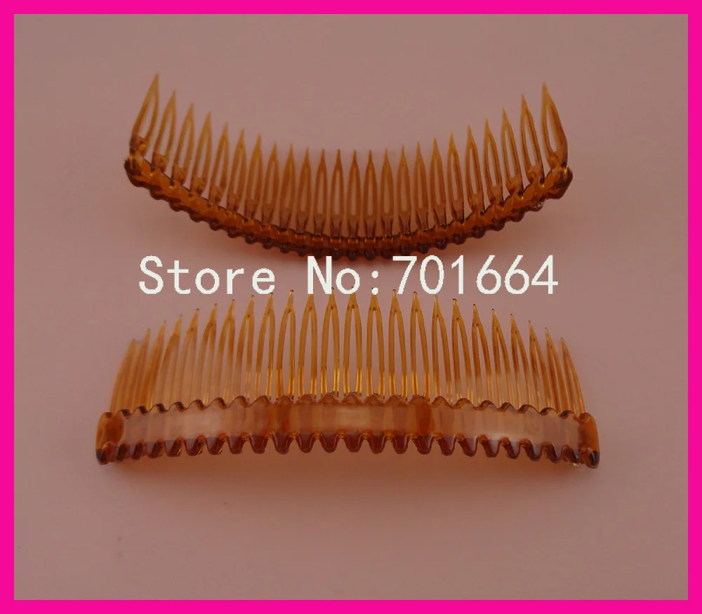 10PCS 4.5cm*12.0cm 24teeth Clear Tan Plain Plastic Hair Combs Waved Bar