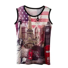 Для женщин Летний жилет без рукавов с печатным рисунком Футболка Повседневное Блузы безрукавки; Прямая поставка; торговля Розничная торговля P5