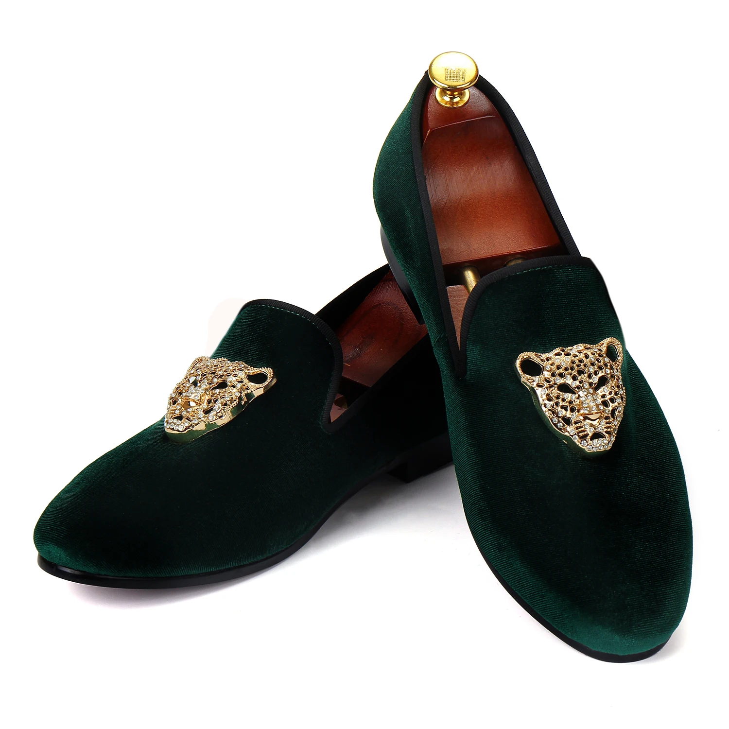 Harpelunde Men Wedding Shoes Handmade Green Velvet Loafer Slippers With ...