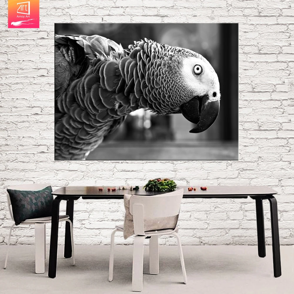Kepala Burung Beo Yang Hitam Putih Dinding Seni Lukisan Kanvas Cetak Kepala Burung Beo Yang Hitam Putih Dinding Seni Lukisan Kanvas Cetak