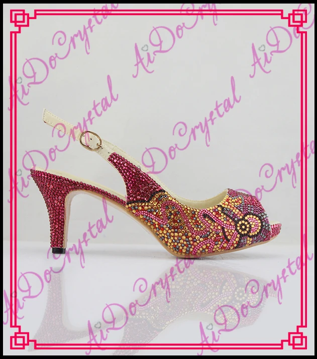 Aidocrystal Custom Handmade Brand Name Fuchsia Wedding Shoes Low Heel Party Pumps Party Prom 