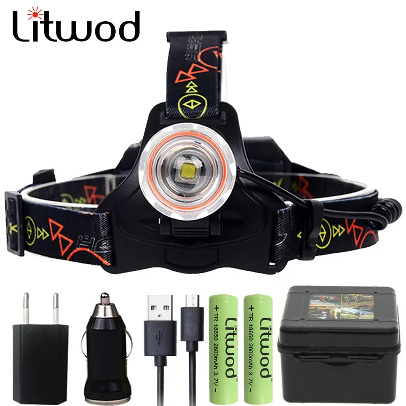 Litwod Z207306 светодио дный фары Фонари XM-L2 U3 удара 5000LM светодио дный фар увеличения фонарик свет лампы для кемпинга Рыбалка Свет