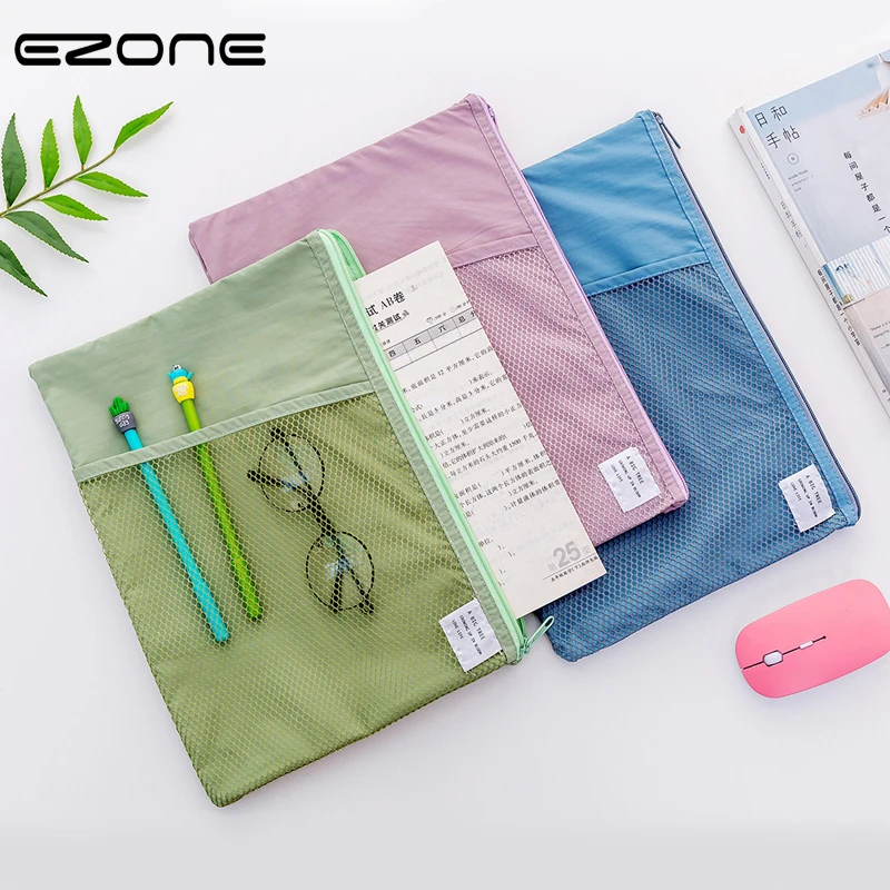 

EZONE Candy Color File Bag Waterproof Large Capacity Document Bag Multifunctional Business Briefcase For Papers Office Supply