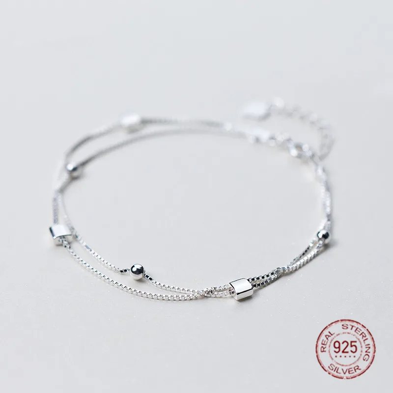 Изысканные и милые слоистых 925-sterling-silver мини-квадрат браслет | суперзвезда Everlast невесты стерлингового серебра- серебристо-ювелирные подарки на год